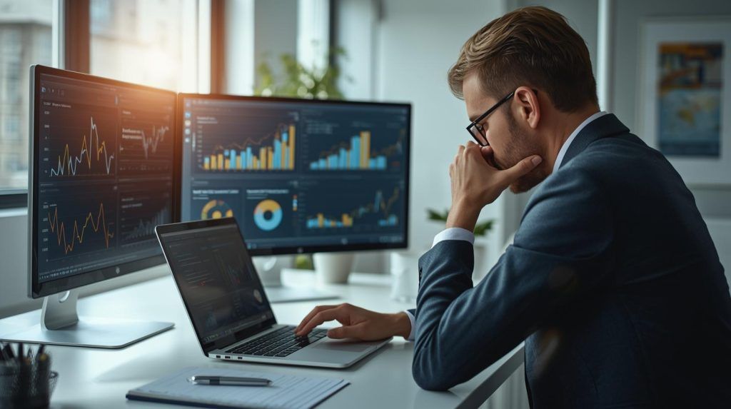 Specialist SEO analizând performanța unui site pentru a calcula costurile optimizare SEO